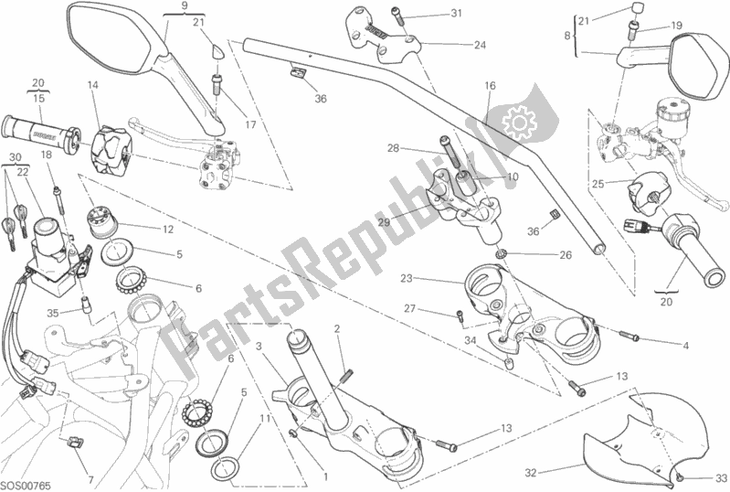 Toutes les pièces pour le Guidon du Ducati Multistrada 1200 ABS Brasil 2016